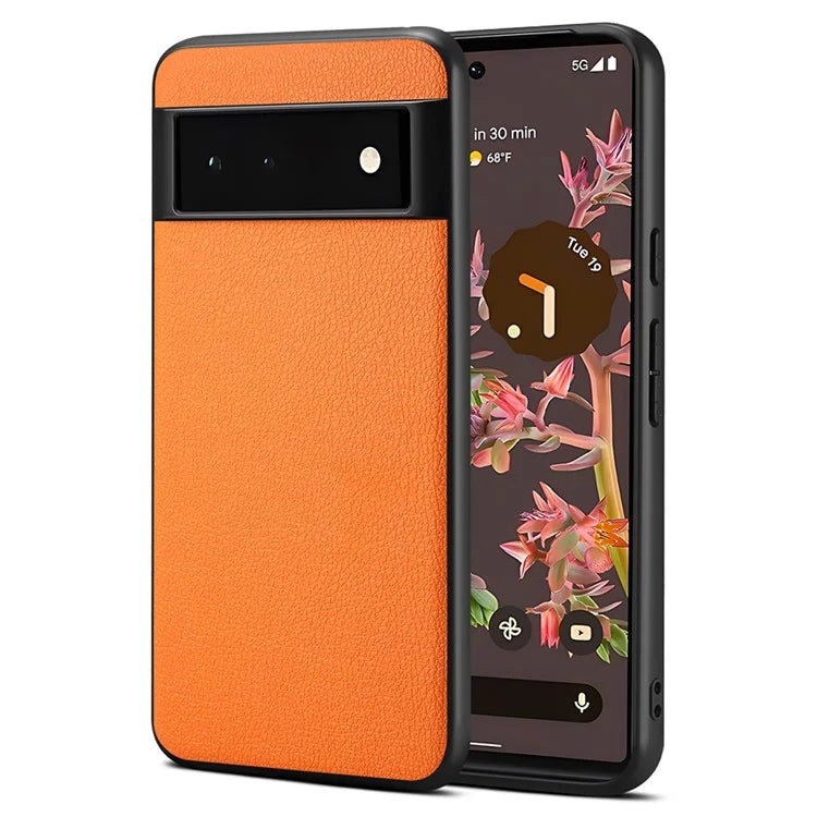 For Google Pixel 6 Phone Case PU Leather+PC+TPU Cover Calf Texture