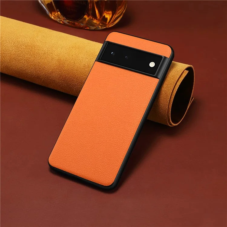 For Google Pixel 6 Phone Case PU Leather+PC+TPU Cover Calf Texture