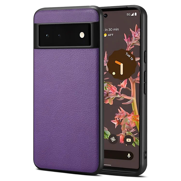 For Google Pixel 6 Phone Case PU Leather+PC+TPU Cover Calf Texture