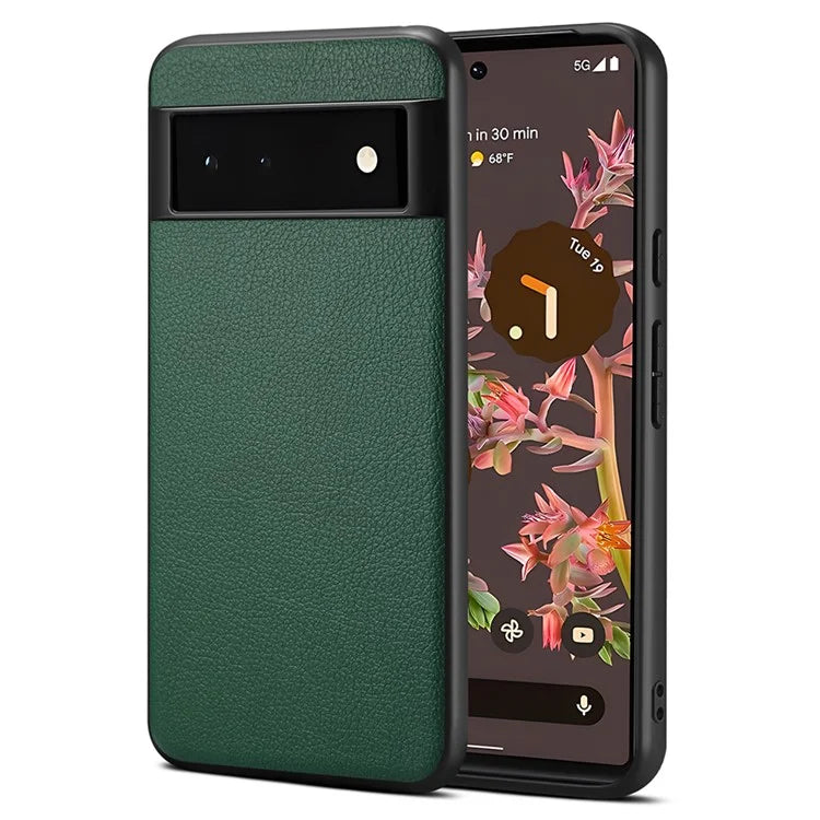 For Google Pixel 6 Phone Case PU Leather+PC+TPU Cover Calf Texture