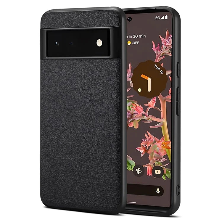 For Google Pixel 6 Phone Case PU Leather+PC+TPU Cover Calf Texture