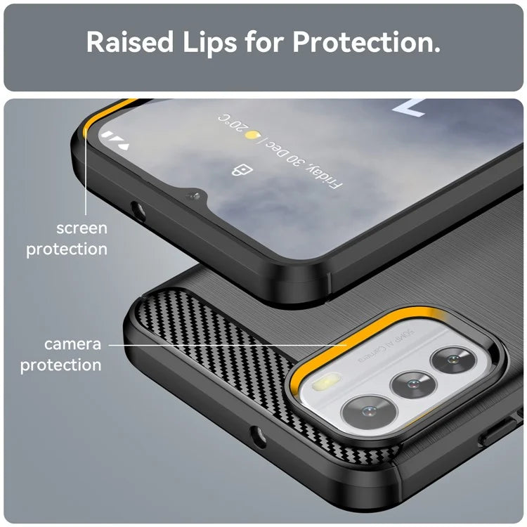 For Nokia G60 5G Case Carbon Fiber Texture Anti-Dust TPU Phone Shell