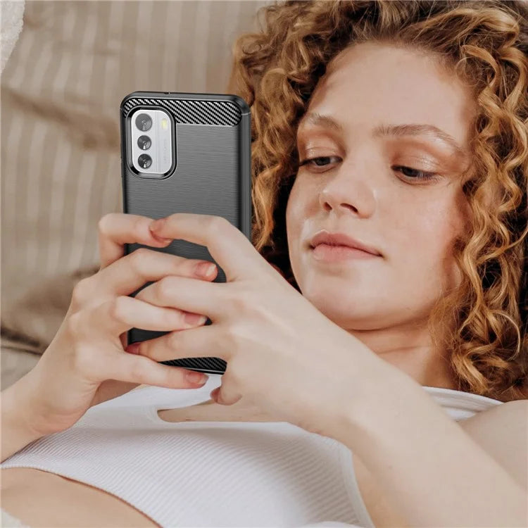 For Nokia G60 5G Case Carbon Fiber Texture Anti-Dust TPU Phone Shell