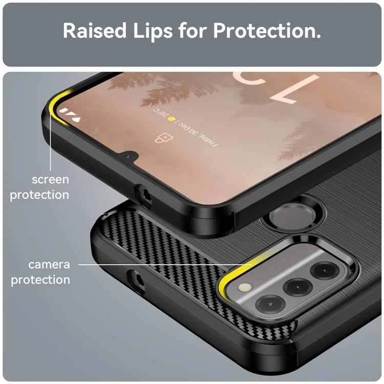 For Nokia C31 4G Case Carbon Fiber Texture Brushed Phone Back Cover