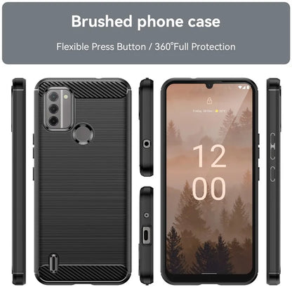 For Nokia C31 4G Case Carbon Fiber Texture Brushed Phone Back Cover