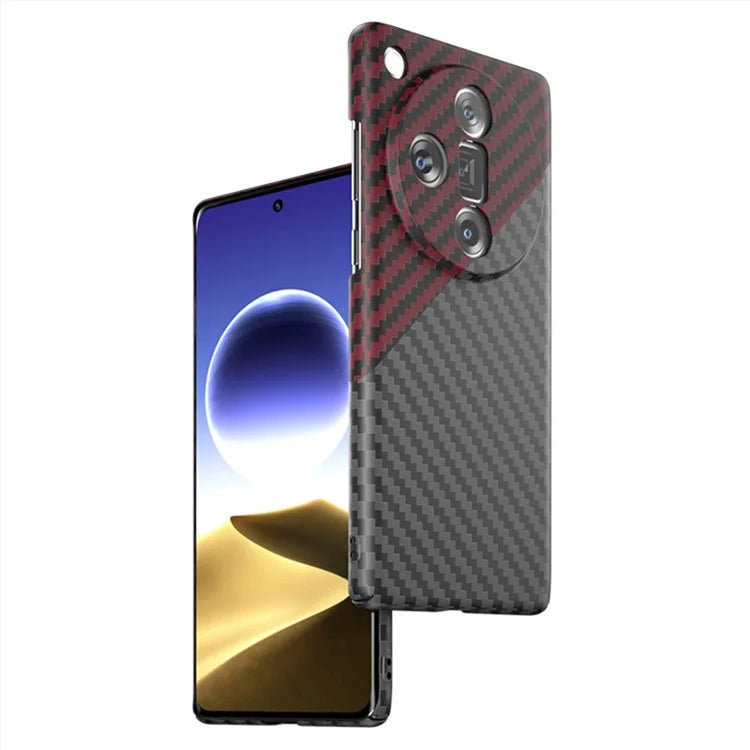 For Oppo Find X7 Ultra Phone Cover Hard PC Carbon Fiber Texture Protective Case+Red