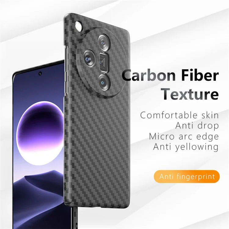 For Oppo Find X7 Ultra Phone Cover Hard PC Carbon Fiber Texture Protective Case+Red