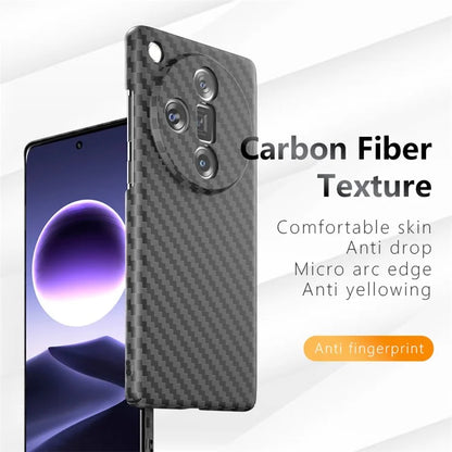 For Oppo Find X7 Ultra Phone Cover Hard PC Carbon Fiber Texture Protective Case+Red