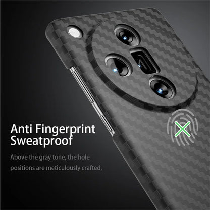 For Oppo Find X7 Ultra Phone Cover Hard PC Carbon Fiber Texture Protective Case+Red
