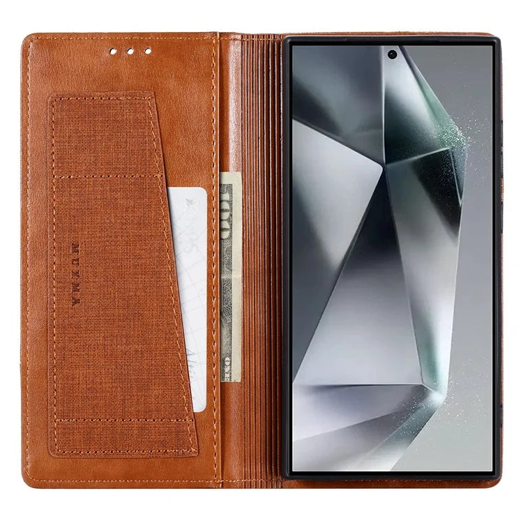 MUXMA MX109 For Samsung Galaxy S23 Ultra Case RFID Blocking Leather Phone Cover with Wallet Stand
