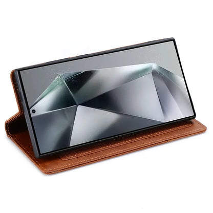 MUXMA MX109 For Samsung Galaxy S23 Ultra Case RFID Blocking Leather Phone Cover with Wallet Stand