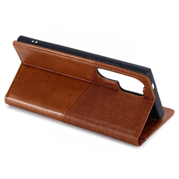 MUXMA MX109 For Samsung Galaxy S23 Ultra Case RFID Blocking Leather Phone Cover with Wallet Stand