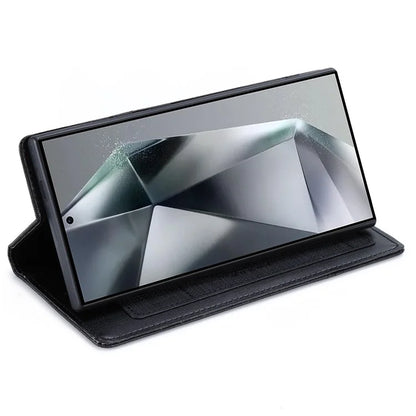 MUXMA MX109 For Samsung Galaxy S23 Ultra Case RFID Blocking Leather Phone Cover with Wallet Stand