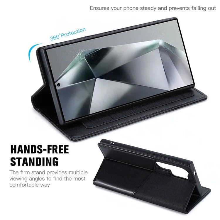 MUXMA MX109 For Samsung Galaxy S23 Ultra Case RFID Blocking Leather Phone Cover with Wallet Stand