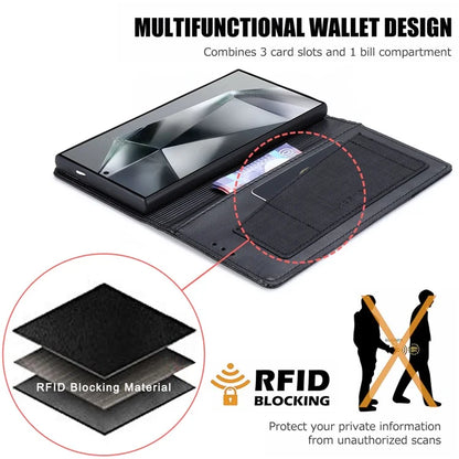 MUXMA MX109 For Samsung Galaxy S23 Ultra Case RFID Blocking Leather Phone Cover with Wallet Stand