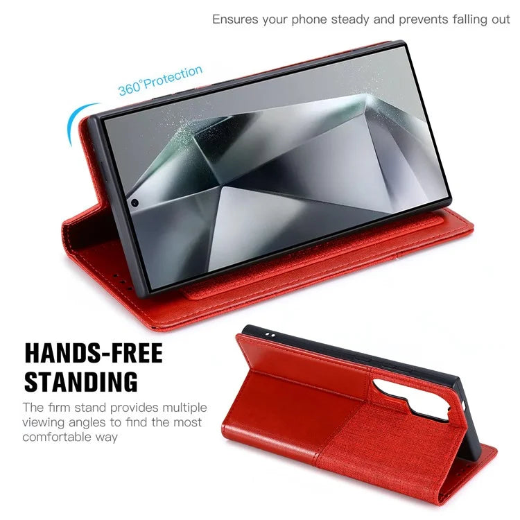 MUXMA MX109 For Samsung Galaxy S23 Ultra Case RFID Blocking Leather Phone Cover with Wallet Stand