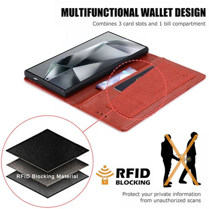 MUXMA MX109 For Samsung Galaxy S23 Ultra Case RFID Blocking Leather Phone Cover with Wallet Stand