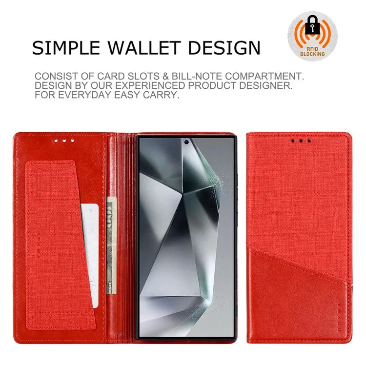 MUXMA MX109 For Samsung Galaxy S23 Ultra Case RFID Blocking Leather Phone Cover with Wallet Stand