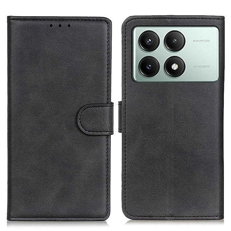 Leather Case for Xiaomi Redmi K70E 5G / Poco X6 Pro 5G Shell Cowhide Texture Stand Phone Cover