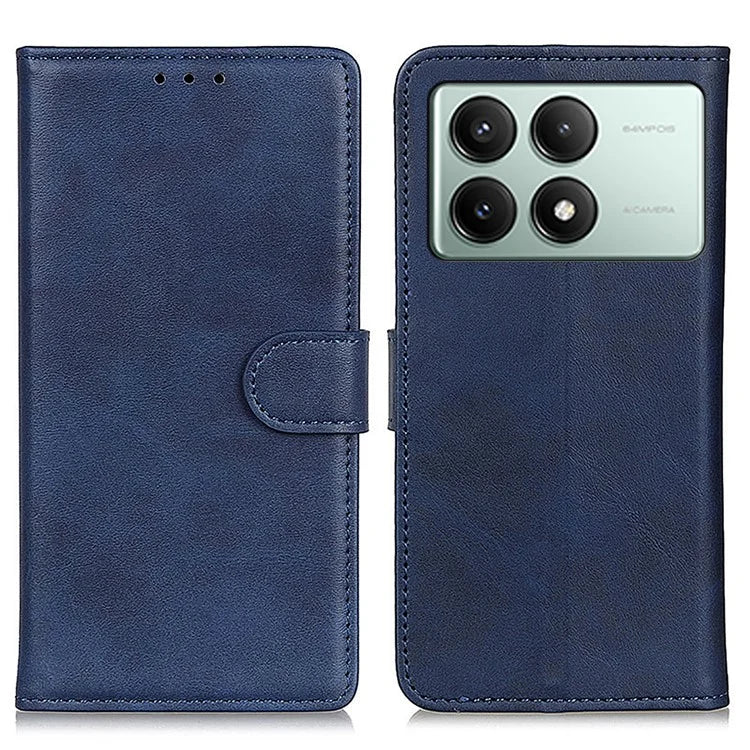 Leather Case for Xiaomi Redmi K70E 5G / Poco X6 Pro 5G Shell Cowhide Texture Stand Phone Cover