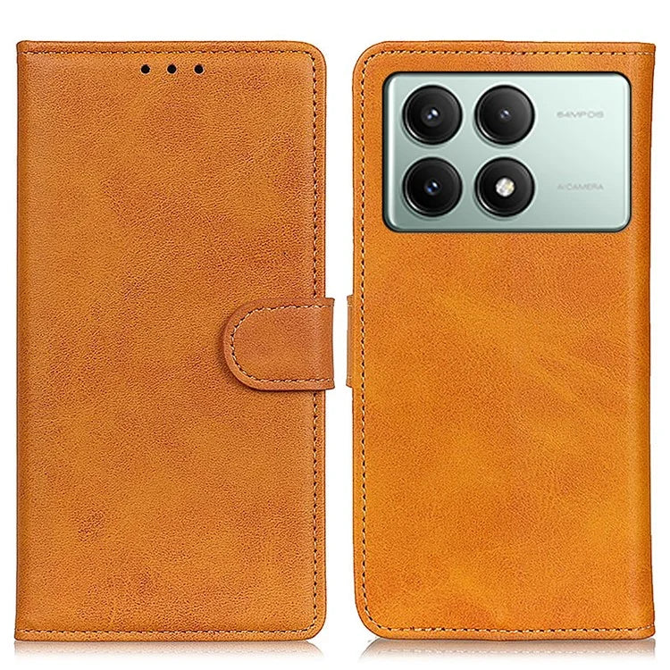 Leather Case for Xiaomi Redmi K70E 5G / Poco X6 Pro 5G Shell Cowhide Texture Stand Phone Cover