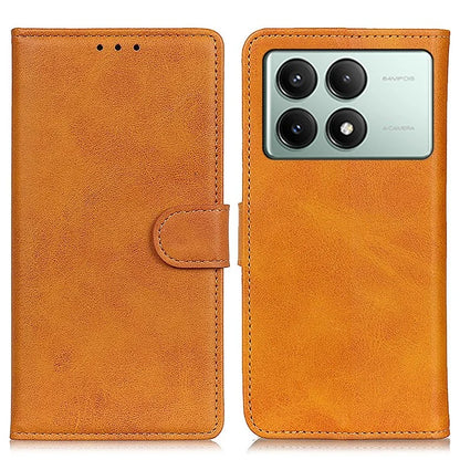 Leather Case for Xiaomi Redmi K70E 5G / Poco X6 Pro 5G Shell Cowhide Texture Stand Phone Cover