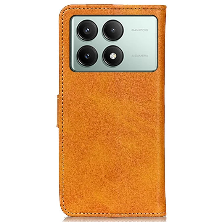 Leather Case for Xiaomi Redmi K70E 5G / Poco X6 Pro 5G Shell Cowhide Texture Stand Phone Cover