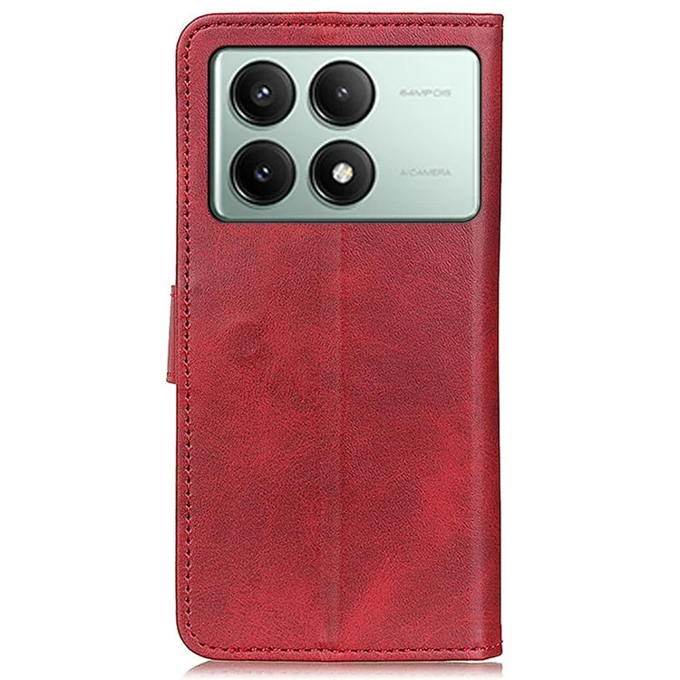 Leather Case for Xiaomi Redmi K70E 5G / Poco X6 Pro 5G Shell Cowhide Texture Stand Phone Cover