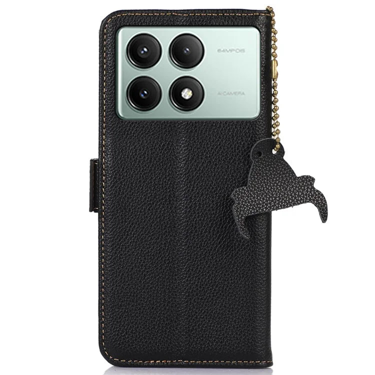 For Xiaomi Redmi K70E 5G / Poco X6 Pro 5G Case Genuine Cow Leather RFID Blocking Flip Phone Cover