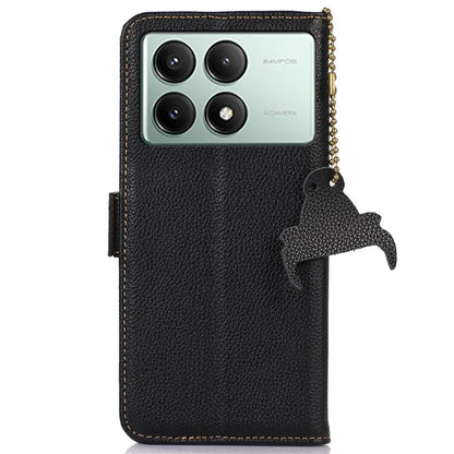 For Xiaomi Redmi K70E 5G / Poco X6 Pro 5G Case Genuine Cow Leather RFID Blocking Flip Phone Cover