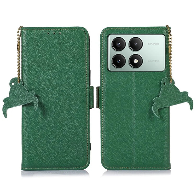 For Xiaomi Redmi K70E 5G / Poco X6 Pro 5G Case Genuine Cow Leather RFID Blocking Flip Phone Cover