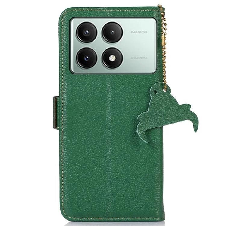 For Xiaomi Redmi K70E 5G / Poco X6 Pro 5G Case Genuine Cow Leather RFID Blocking Flip Phone Cover