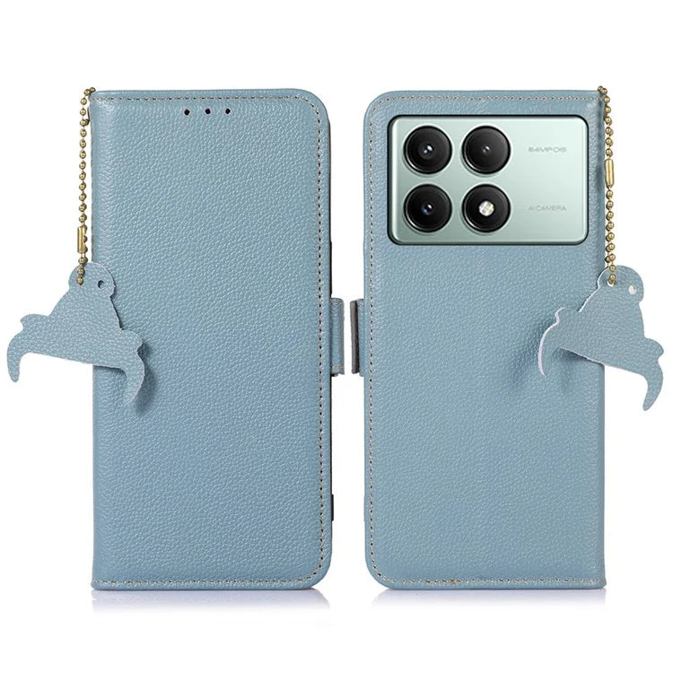 For Xiaomi Redmi K70E 5G / Poco X6 Pro 5G Case Genuine Cow Leather RFID Blocking Flip Phone Cover