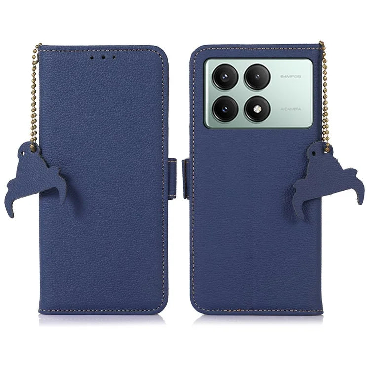 For Xiaomi Redmi K70E 5G / Poco X6 Pro 5G Case Genuine Cow Leather RFID Blocking Flip Phone Cover