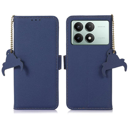 For Xiaomi Redmi K70E 5G / Poco X6 Pro 5G Case Genuine Cow Leather RFID Blocking Flip Phone Cover