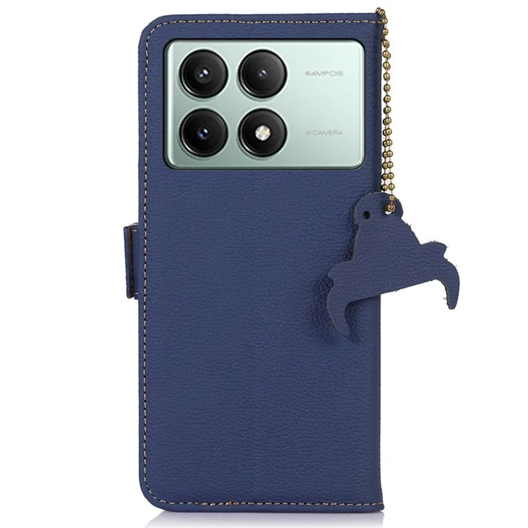 For Xiaomi Redmi K70E 5G / Poco X6 Pro 5G Case Genuine Cow Leather RFID Blocking Flip Phone Cover