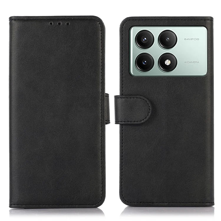 For Xiaomi Redmi K70E 5G / Poco X6 Pro 5G Case PU Leather Flip Phone Cover Cowhide Texture