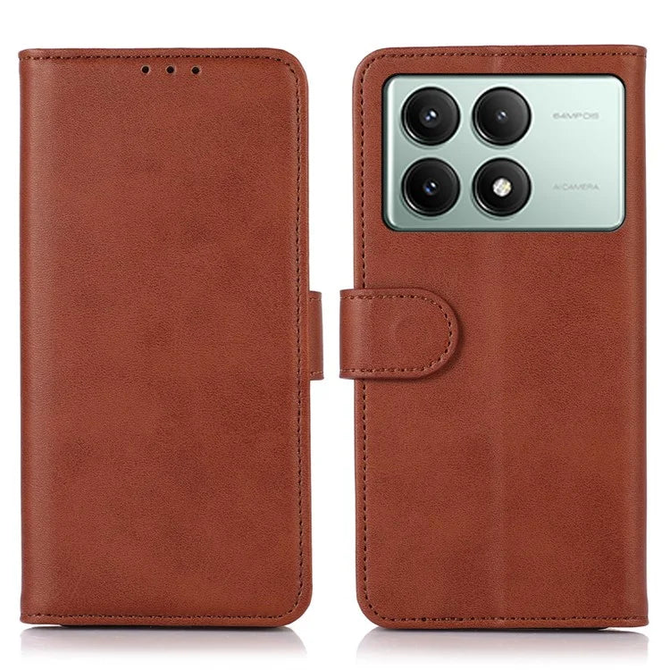 For Xiaomi Redmi K70E 5G / Poco X6 Pro 5G Case PU Leather Flip Phone Cover Cowhide Texture