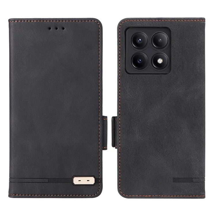 For Xiaomi Poco X6 Pro 5G / Redmi K70E 5G Leather Case Wallet Phone Cover Hardware Decor