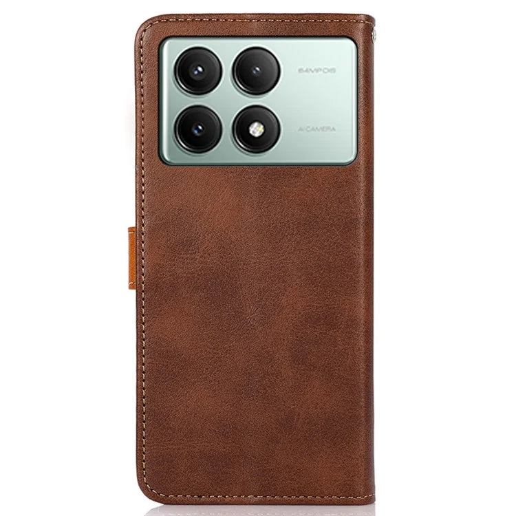 KHAZNEH For Xiaomi Redmi K70E 5G / Poco X6 Pro 5G Case Golden Magnetic Buckle Wallet Phone Protector