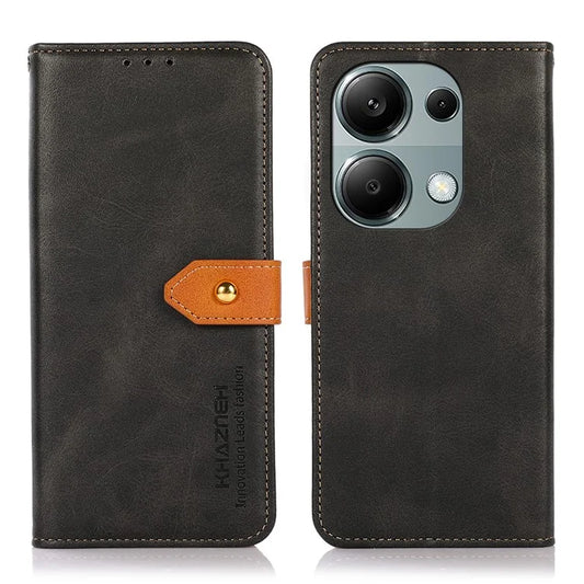 KHAZNEH For Xiaomi Redmi Note 13 Pro 4G / Poco M6 Pro 4G Magnetic Case Leather Cover with Golden Buckle