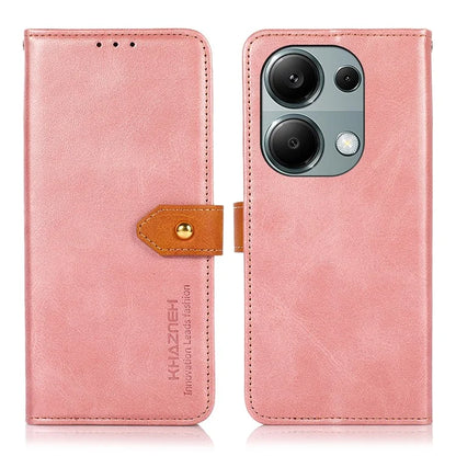 KHAZNEH For Xiaomi Redmi Note 13 Pro 4G / Poco M6 Pro 4G Magnetic Case Leather Cover with Golden Buckle