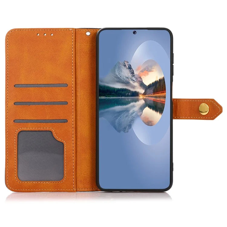 KHAZNEH For Xiaomi Redmi Note 13 Pro 4G / Poco M6 Pro 4G Magnetic Case Leather Cover with Golden Buckle