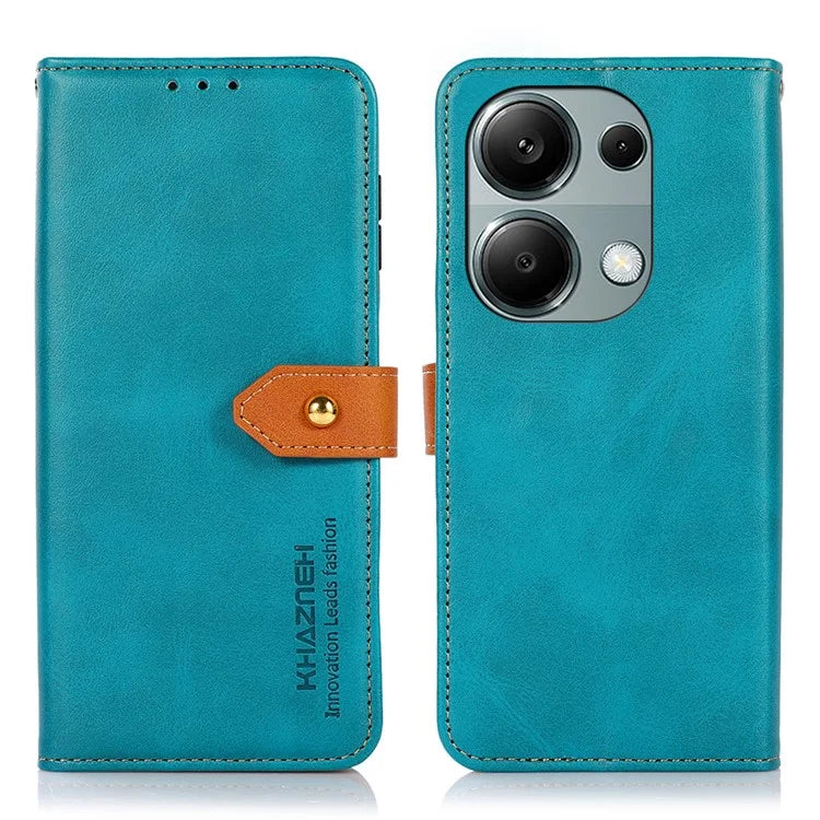 KHAZNEH For Xiaomi Redmi Note 13 Pro 4G / Poco M6 Pro 4G Magnetic Case Leather Cover with Golden Buckle