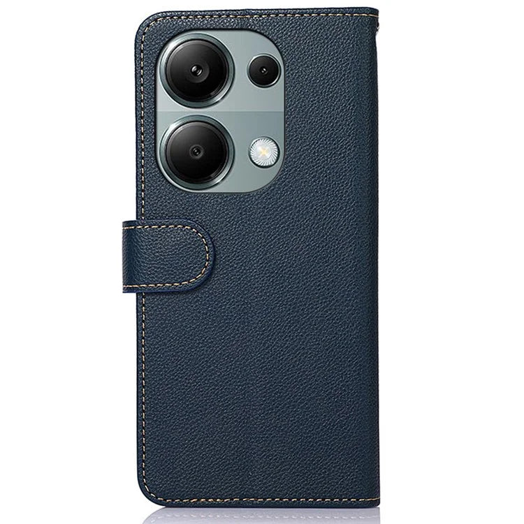 KHAZNEH For Xiaomi Redmi Note 13 Pro 4G / Poco M6 Pro 4G Case RFID Blocking Stand Cover with Litchi Texture