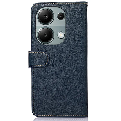 KHAZNEH For Xiaomi Redmi Note 13 Pro 4G / Poco M6 Pro 4G Case RFID Blocking Stand Cover with Litchi Texture