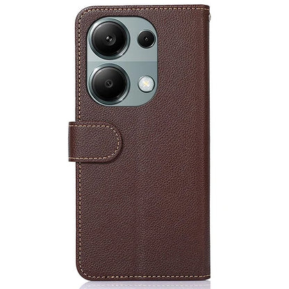 KHAZNEH For Xiaomi Redmi Note 13 Pro 4G / Poco M6 Pro 4G Case RFID Blocking Stand Cover with Litchi Texture