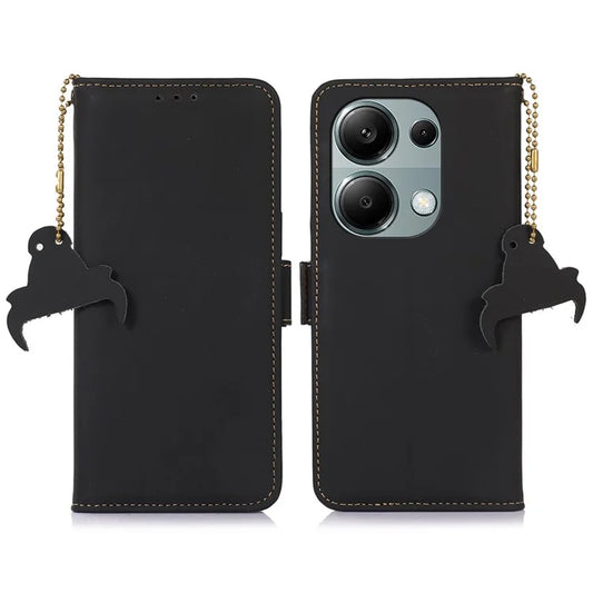 For Xiaomi Redmi Note 13 Pro 4G / Poco M6 Pro 4G Case Wallet Genuine Cow Leather Phone Cover