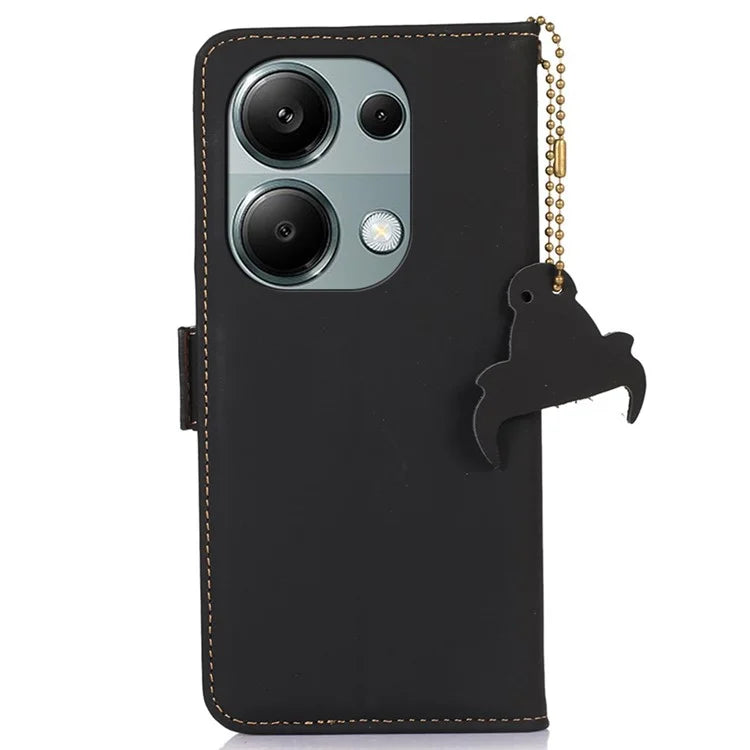 For Xiaomi Redmi Note 13 Pro 4G / Poco M6 Pro 4G Case Wallet Genuine Cow Leather Phone Cover