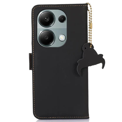 For Xiaomi Redmi Note 13 Pro 4G / Poco M6 Pro 4G Case Wallet Genuine Cow Leather Phone Cover